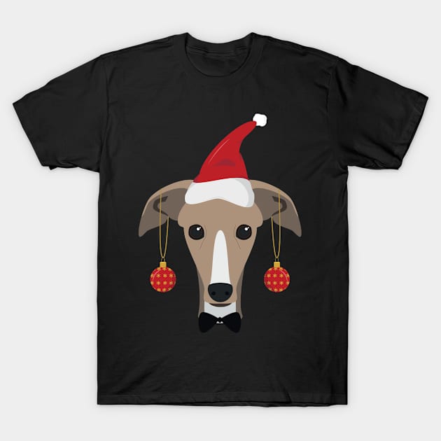 Greyhound Dog With Red Santa's Hat Funny Xmas Gift T-Shirt by salemstore